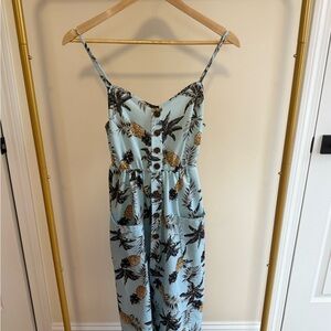 Tropical Print Spaghetti Strap Dress